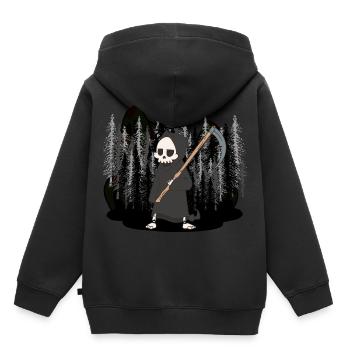 Wildnis Halloween Horror Tod Sensenmann Geist - Kinder Premium Organic Hoodie - Schwarz - Hinten - AI Model Kid Male (0cm)