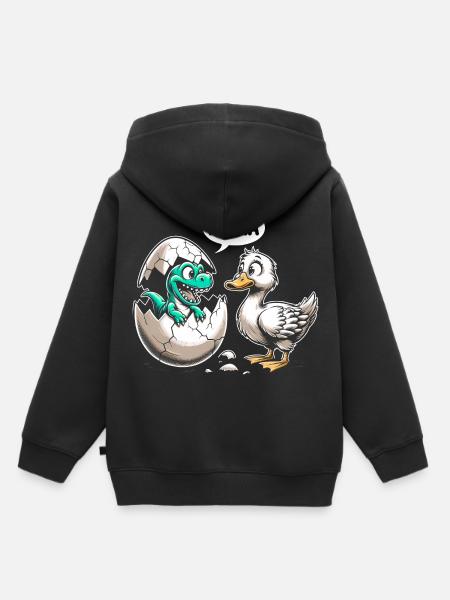 Dino trifft Entlein - Kinder Premium Organic Hoodie - Schwarz