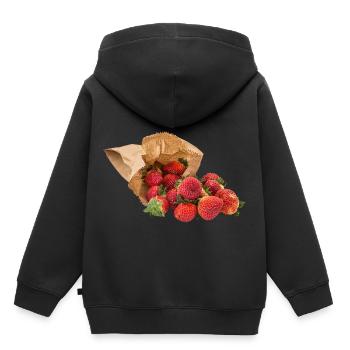 strawberry erdbeeren veggie gemuese fruits60 - Kinder Premium Organic Hoodie - Schwarz - Hinten - AI Model Kid Male (0cm)