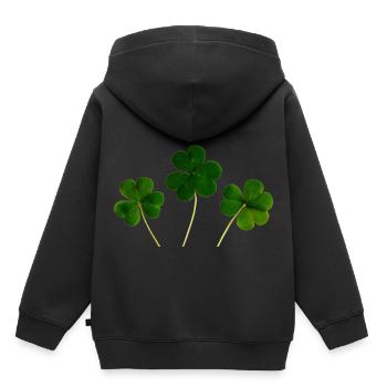 shamrock geluk shamrock geluk vier blad clover32 - Kinder Premium hoodie biologisch - zwart - Achter - AI Model Kid Male (0cm)