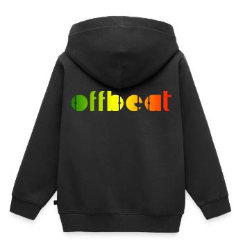 Offbeat, musique Reggae - Sweat Premium à capuche enfant bio - noir - Dos - AI Model Kid Male (0cm)