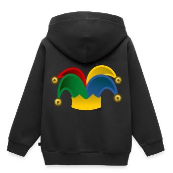 Narrenmütze - Kinder Premium Organic Hoodie - Schwarz - Hinten - AI Model Kid Male (0cm)