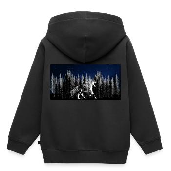 Wildnis Sternenhimmel Wildpferd Hengst Pferdenarr - Kinder Premium Organic Hoodie - Schwarz - Hinten - AI Model Kid Male (0cm)