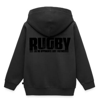Rugby Pas d'adversaires, juste des victimes 7 - Sweat Premium à capuche enfant bio - noir - Dos - AI Model Kid Male (0cm)
