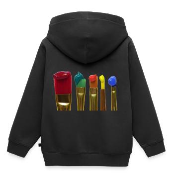 brosse - Sweat Premium à capuche enfant bio - noir - Dos - AI Model Kid Male (0cm)