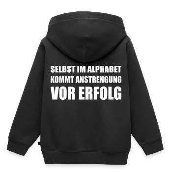 Anstrengung vor dem Erfolg - Kinder Premium Organic Hoodie - Schwarz - Hinten - AI Model Kid Male (0cm)