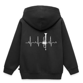 Herzschlag Herzfrequenz Geschenk Trompete Musik - Kinder Premium Organic Hoodie - Schwarz - Hinten - AI Model Kid Male (0cm)