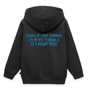 Désolé si je suis grincheux, je suis dans mes terribles 30 ans maintenant22 - Sweat Premium à capuche enfant bio - noir - Dos - AI Model Kid Male (0cm)