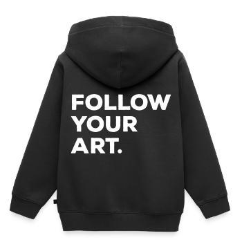 Follow your art - Kinder Premium Organic Hoodie - Schwarz - Hinten - AI Model Kid Male (0cm)