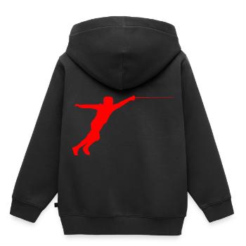 Escrime Escrime Silhouette - Sweat Premium à capuche enfant bio - noir - Dos - AI Model Kid Male (0cm)