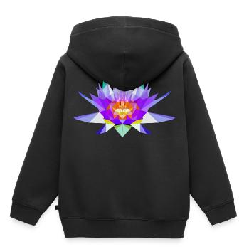 Polygone de fleur de lotus - Sweat Premium à capuche enfant bio - noir - Dos - AI Model Kid Male (0cm)