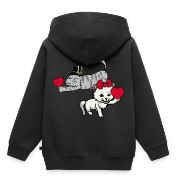 Herz Katzen Liebespaar Valentin Romantisch Katze - Kinder Premium Organic Hoodie - Schwarz - Hinten - AI Model Kid Male (0cm)