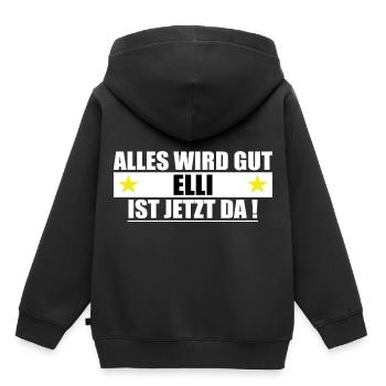 Elli nom Prénom Anniversaire - Sweat Premium à capuche enfant bio - noir - Dos - AI Model Kid Male (0cm)