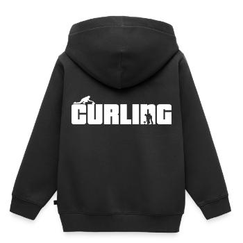 Curling curling cadeau curling - Sweat Premium à capuche enfant bio - noir - Dos - AI Model Kid Male (0cm)