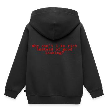 Pourquoi ne puis-je pas être riche au lieu d’être beau 2 - Sweat Premium à capuche enfant bio - noir - Dos - AI Model Kid Male (0cm)