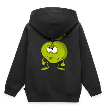 Grimmiges grünes Apfelgesicht - Kinder Premium Organic Hoodie - Schwarz - Hinten - AI Model Kid Male (0cm)