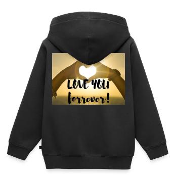 I love you forver - Sweat Premium à capuche enfant bio - noir - Dos - AI Model Kid Male (0cm)