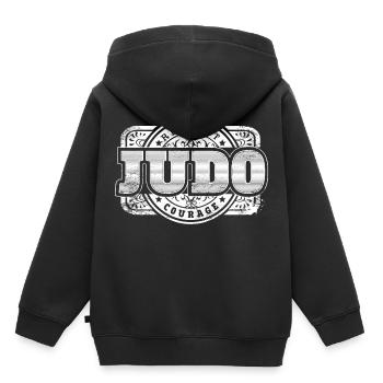 Étiquette de judo - Sweat Premium à capuche enfant bio - noir - Dos - AI Model Kid Male (0cm)