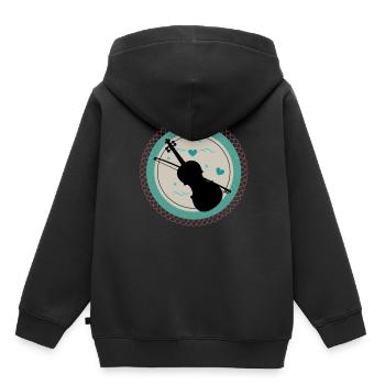 Geige - Kinder Premium Organic Hoodie - Schwarz - Hinten - AI Model Kid Male (0cm)