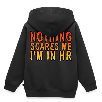 Rien ne me fait peur Je suis dans les RH - Sweat Premium à capuche enfant bio - noir - Dos - AI Model Kid Male (0cm)
