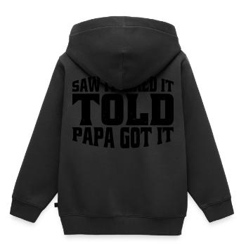 Saw It Liked It Told Papa Got It 15 - Kinder Premium Organic Hoodie - Schwarz - Hinten - AI Model Kid Male (0cm)