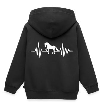 Cheval Rythme Cardiaque Équitation - Sweat Premium à capuche enfant bio - noir - Dos - AI Model Kid Male (0cm)