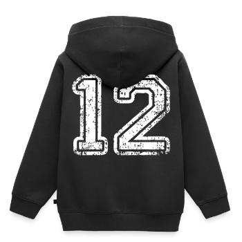 12 - Kinder Premium Organic Hoodie - Schwarz - Hinten - AI Model Kid Male (0cm)
