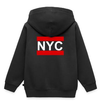 New York City Barres rouges - Sweat Premium à capuche enfant bio - noir - Dos - AI Model Kid Male (0cm)