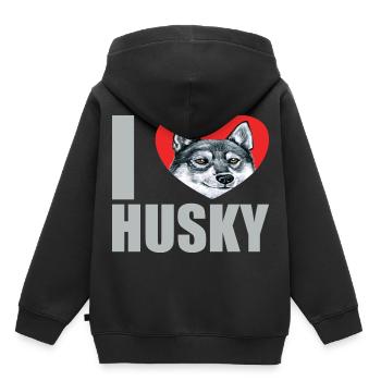 Husky Glitzer Hundehalter Hundehaare - Kinder Premium Organic Hoodie - Schwarz - Hinten - AI Model Kid Male (0cm)