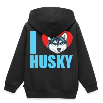 Husky Glitzer Hundehalter Hundehaare - Kinder Premium Organic Hoodie - Schwarz - Hinten - AI Model Kid Male (0cm)