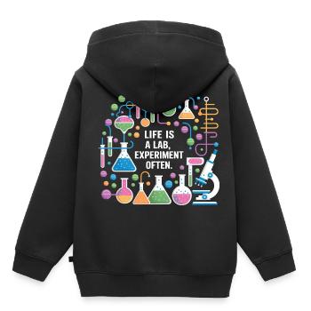 La vie est souvent une expérience de laboratoire - Sweat Premium à capuche enfant bio - noir - Dos - AI Model Kid Male (0cm)