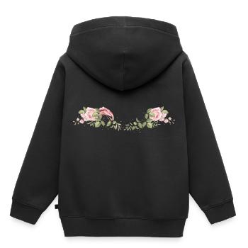 Rose Flowers Leaves - Kids Premium Organic Hoodie - black - Back - AI Model Kid Male (0cm)