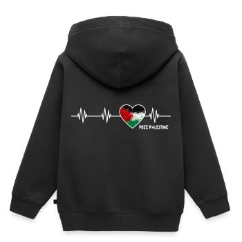 Palestine Heartbeat Palestine Pride Drapeau palest - Sweat Premium à capuche enfant bio - noir - Dos - AI Model Kid Male (0cm)
