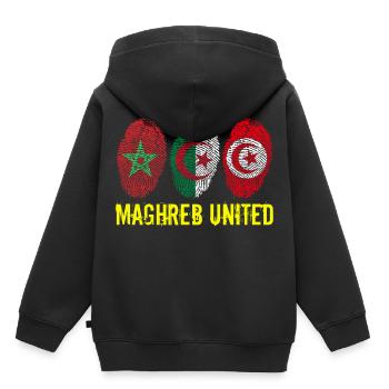 MAGHREB UNITED المغرب - Sweat Premium à capuche enfant bio - noir - Dos - AI Model Kid Male (0cm)