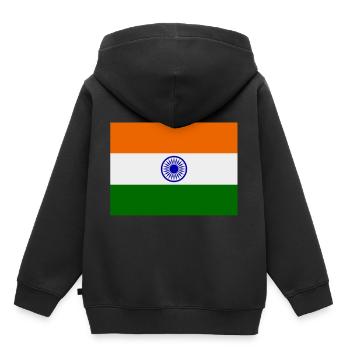 india flag - Kids Premium Organic Hoodie - black - Back - AI Model Kid Male (0cm)