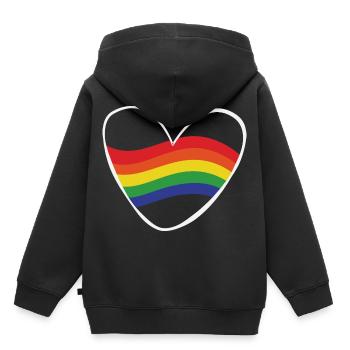 Coeur arc-en-ciel | Idée de cadeau | LGBT - Sweat Premium à capuche enfant bio - noir - Dos - AI Model Kid Male (0cm)