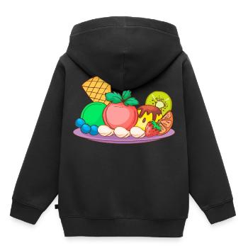 Crème glacée, crème glacée, crème glacée, crème glacée, boule, crème glacée, sundae - Sweat Premium à capuche enfant bio - noir - Dos - AI Model Kid Male (0cm)