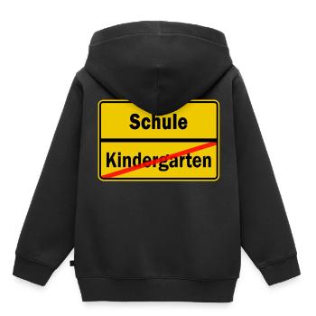 1er jour d'école - Hello school - Bye kindergarten - Sweat Premium à capuche enfant bio - noir - Dos - AI Model Kid Male (0cm)
