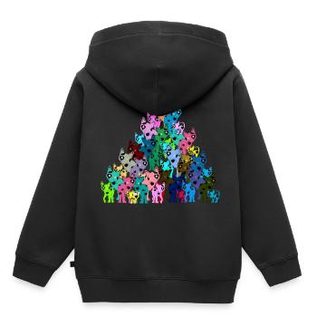 Katzen Katzen Katzen in bunten Farbmuster Kinder - Kinder Premium Organic Hoodie - Schwarz - Hinten - AI Model Kid Male (0cm)