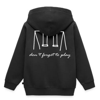 vergeet niet te spelen - Kinder Premium hoodie biologisch - zwart - Achter - AI Model Kid Male (0cm)