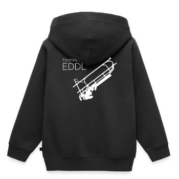 Flughafen Düsseldorf - Kinder Premium Organic Hoodie - Schwarz - Hinten - AI Model Kid Male (0cm)