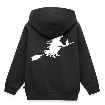 Sorcière sur balai - Sweat Premium à capuche enfant bio - noir - Dos - AI Model Kid Male (0cm)