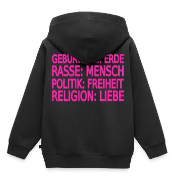 Gegen Rassismus - Kinder Premium Organic Hoodie - Schwarz - Hinten - AI Model Kid Male (0cm)