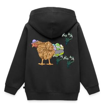 Huhn Federvieh Eier Nest Ostereier Ostern - Kinder Premium Organic Hoodie - Schwarz - Hinten - AI Model Kid Male (0cm)