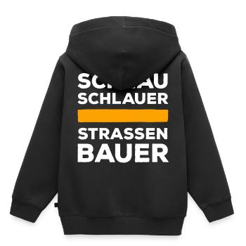 Schlau, Schlauer Straßenbauer - Kinder Premium Organic Hoodie - Schwarz - Hinten - AI Model Kid Male (0cm)