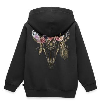 Boho Style / Flowers / Skull / Design - Kids Premium Organic Hoodie - black - Back - AI Model Kid Male (0cm)