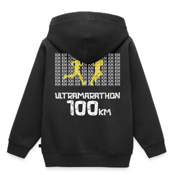 Ultramarathon 100 Kilometer Ultralaufen Geschenk - Kinder Premium Organic Hoodie - Schwarz - Hinten - AI Model Kid Male (0cm)