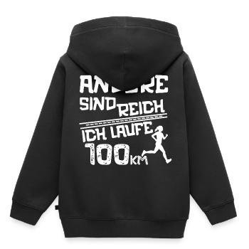 Ultramarathon 100 Kilometer Ultralaufen Geschenk - Kinder Premium Organic Hoodie - Schwarz - Hinten - AI Model Kid Male (0cm)