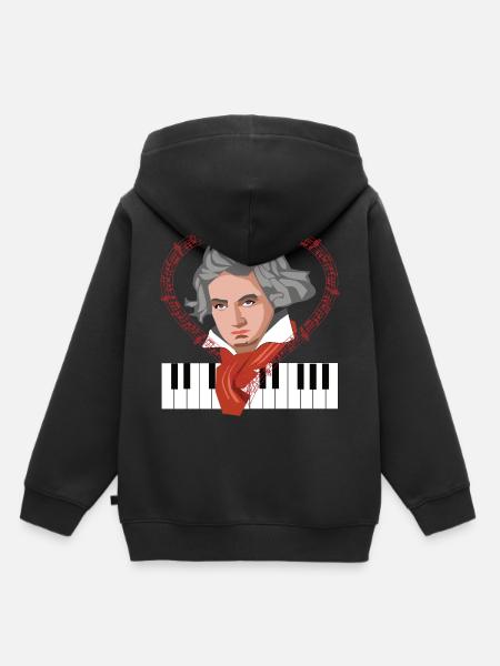 J’adore Beethoven compositeur pianiste classique - Sweat Premium à capuche enfant bio - noir