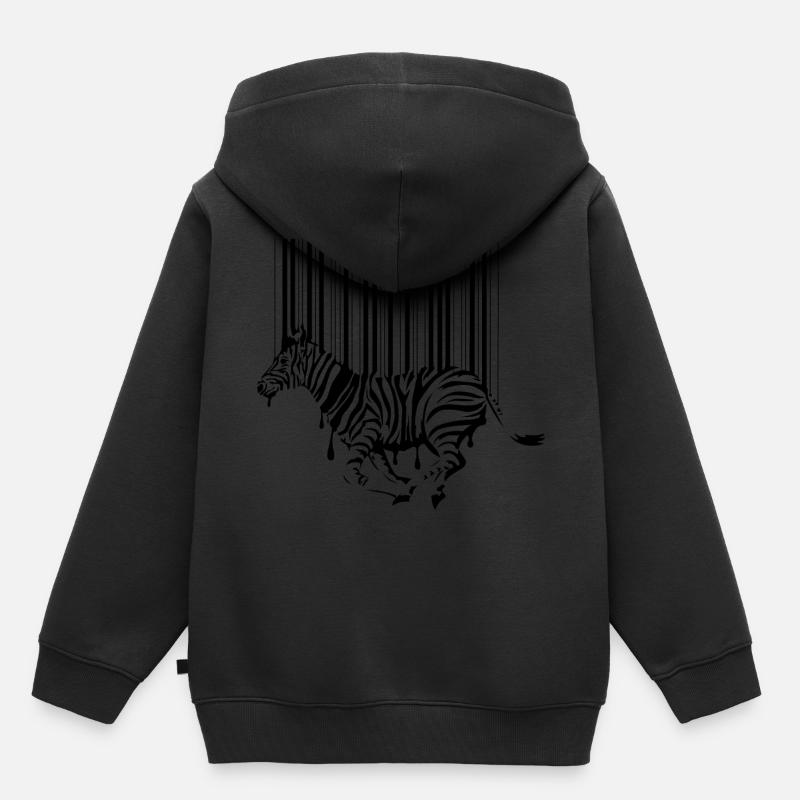 Zebra Barcode Banksy lustig witzig QR Code Idee - Kinder Premium Organic Hoodie - Schwarz